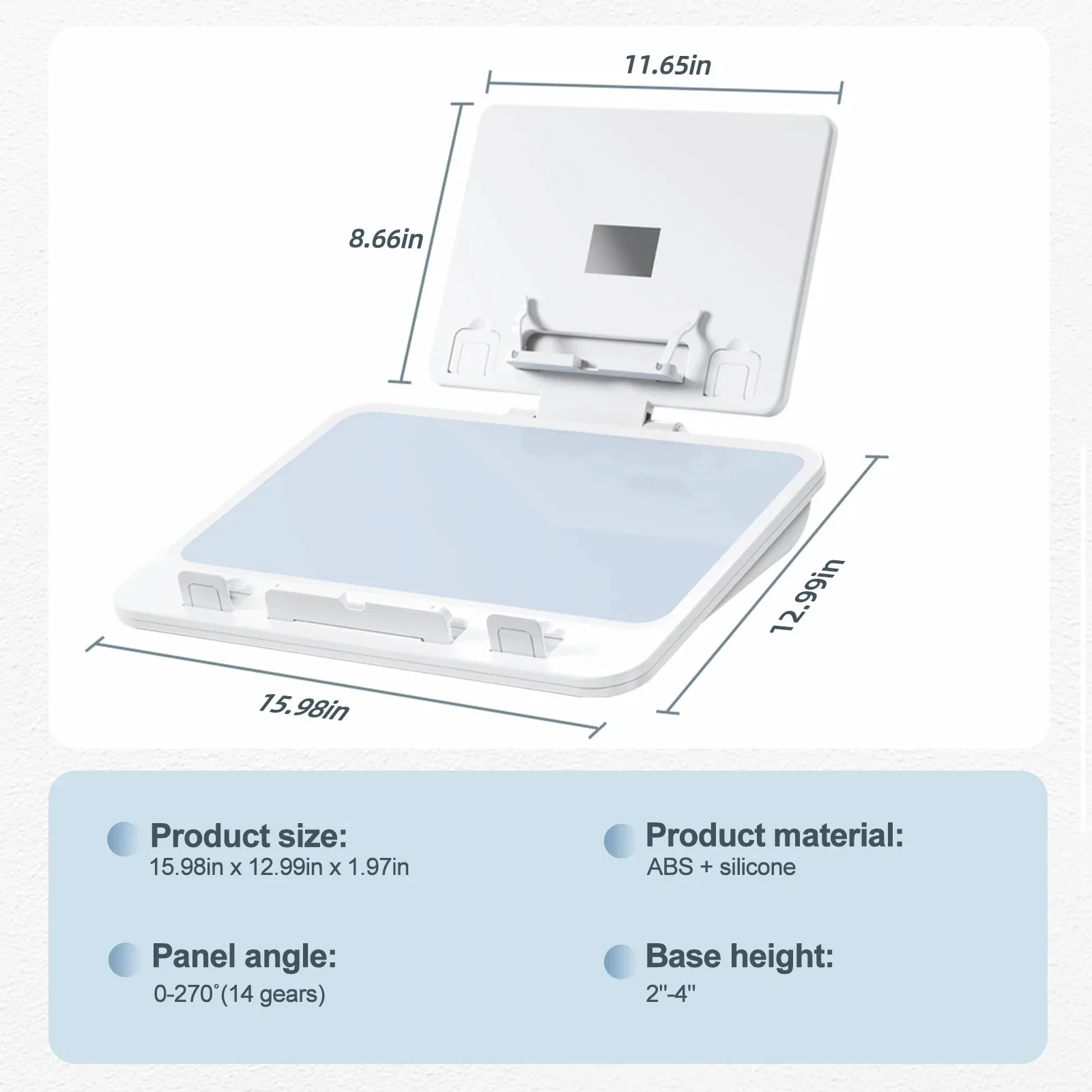 Eary Foldable Double Layer Book Stand for Reading With Page Clip Desktop Holder Height Angle Adjustable Desk for iPad Pro Tablet