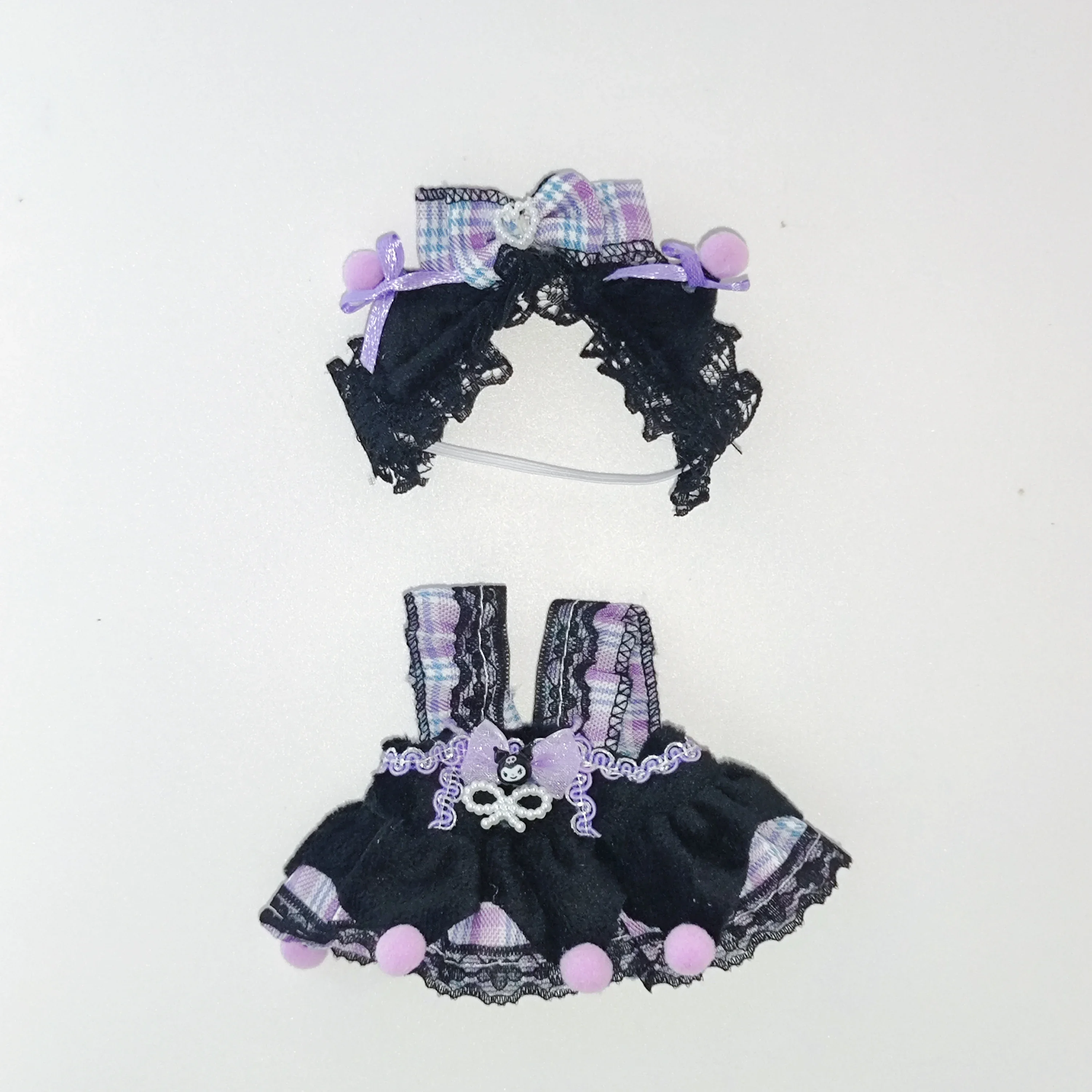 

For 15-17cm Clothes for Labubu Sitting Party Series Classic Dress Grid Style Small Fragrance For v1 v2 Kid Gift