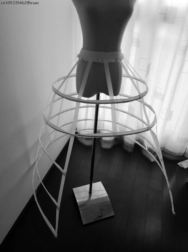 Anágua de espinha de peixe lolita vestido cosplay traje crinolina divisão gaiola underskirt agitação pannier vestido de baile de casamento acessórios