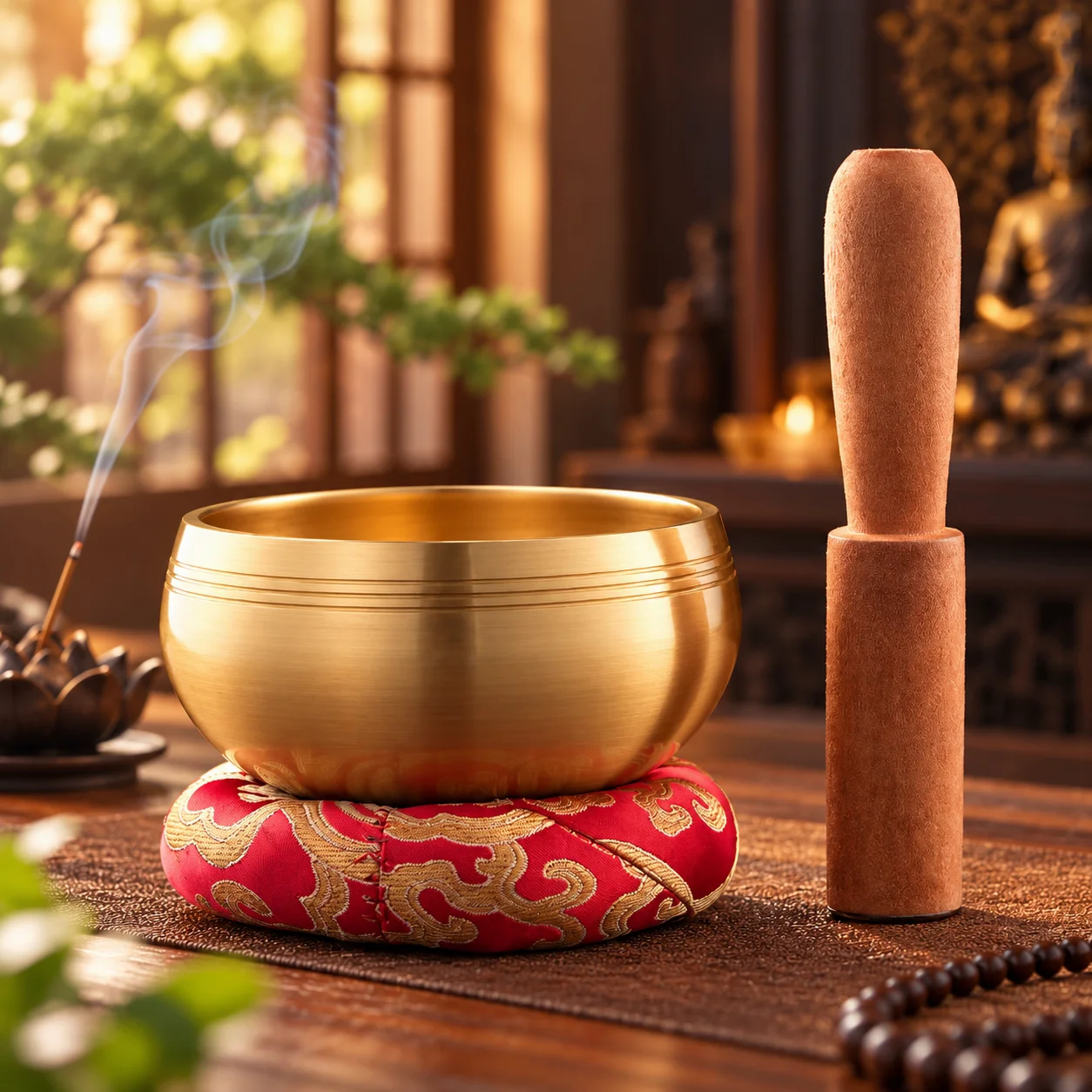 1/2Pcs Handmade Brass Singing Bowl Set with Wooden Mallet and Cushion for Meditation Yoga Chakra Healing Sound Therapy
