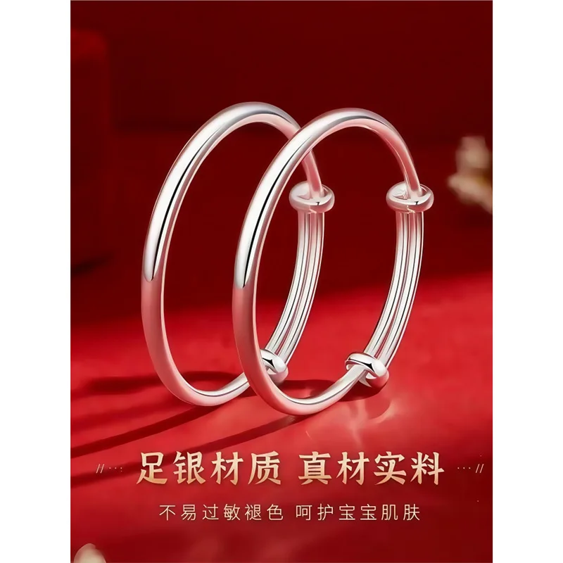 

9999 Smooth Push-Pull Sterling Silver Bracelet Fashion Versatile Style