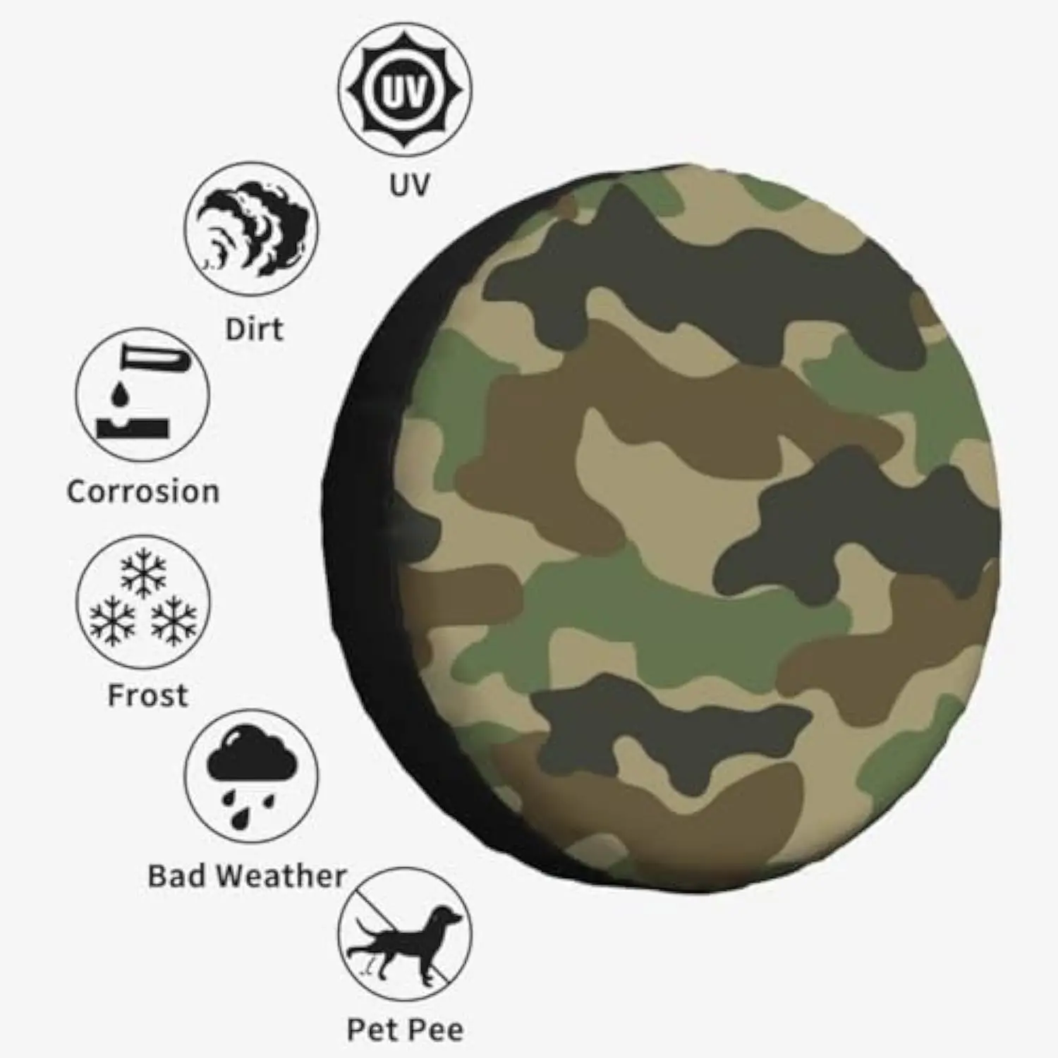 Camouflage Spare Tire Cover Polyester Weatherproof Wheel Protector for RV Trailer SUV Camper - view 4