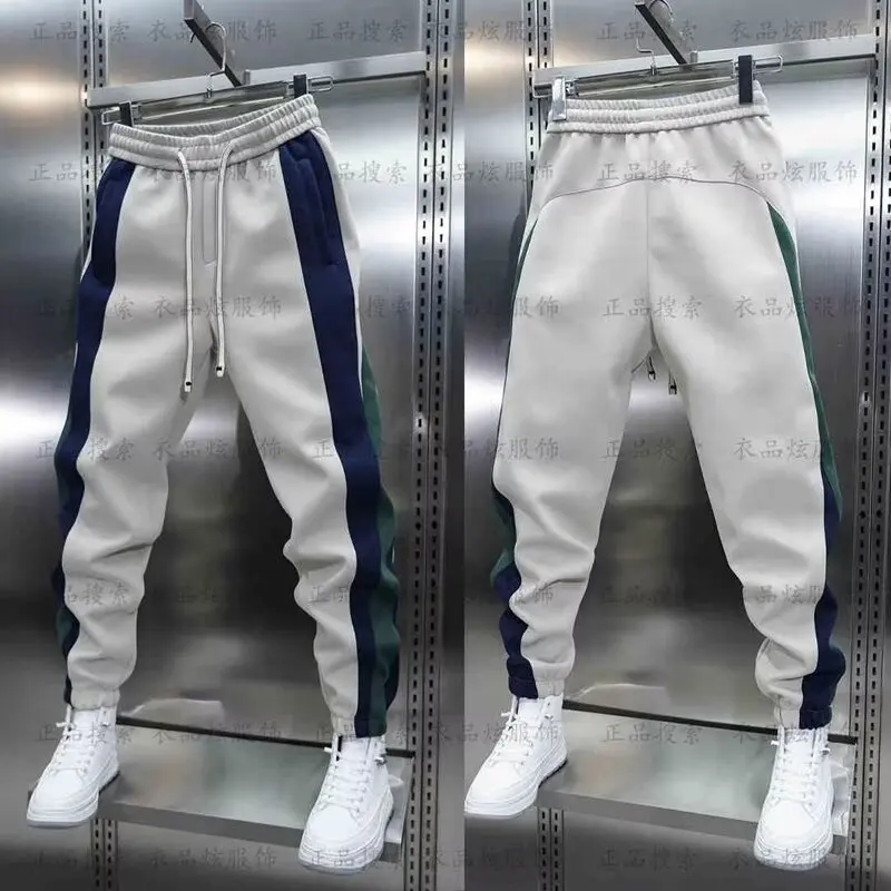 New Autumn Men's Sport Pants High Street Joggers Trendy Trousers 9-Minute Sweatpants Fashionable Daily Men's Clothing 2024