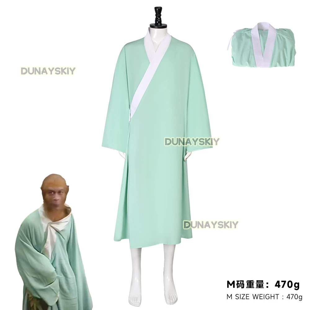 Sun WuKong Interest Emoticon Cosplay Costume Chinese-style Taoist Clothes Wukong's Green Caftan COS Uniform Mask AccessoryXS-3XL