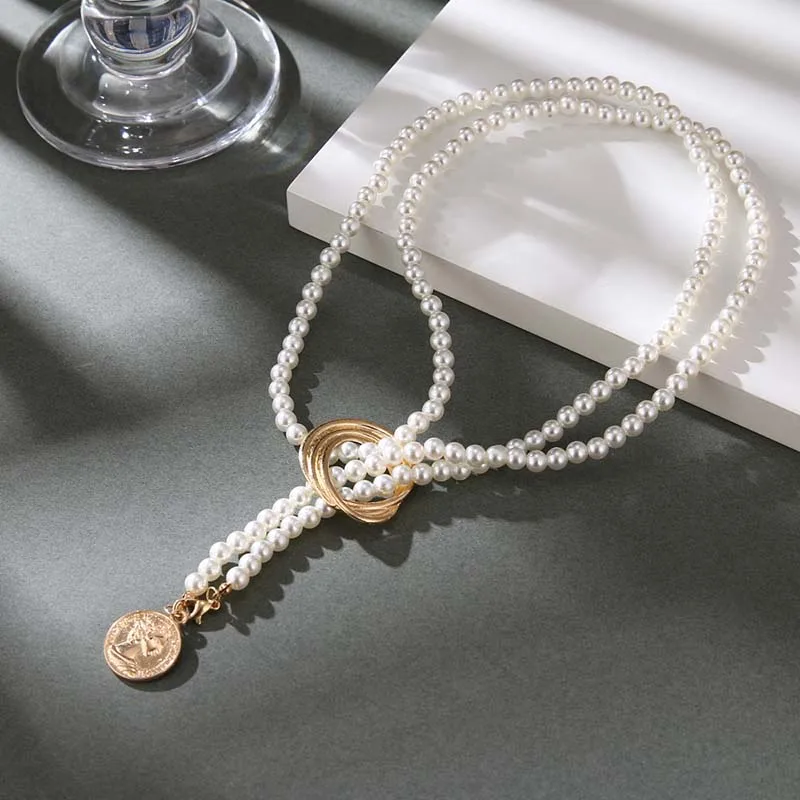 Vintage Perle Anhänger Halskette für Frauen Elegante Perlen Lange Quaste Pullover Kragen Kette Zubehör Temperament Mode Schmuck – Detail 10