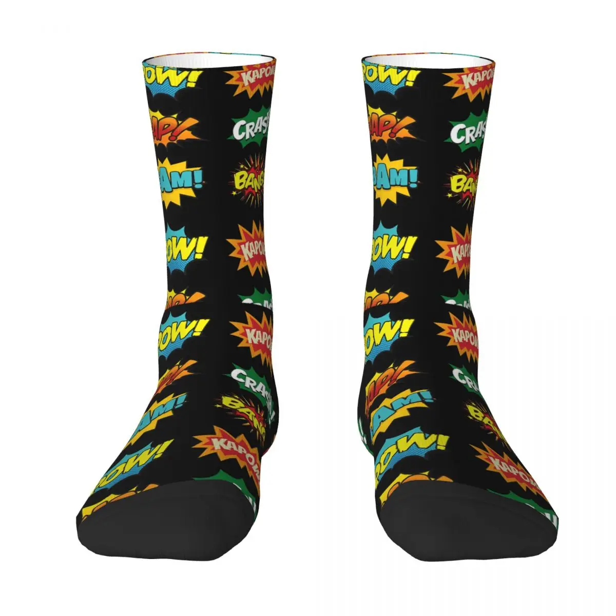 Fight Scene Noises Sounds Comic Books Onomatopoeia Retro Comic Book Socks Hiking 3D Print Boy Girls Mid-calf Sock