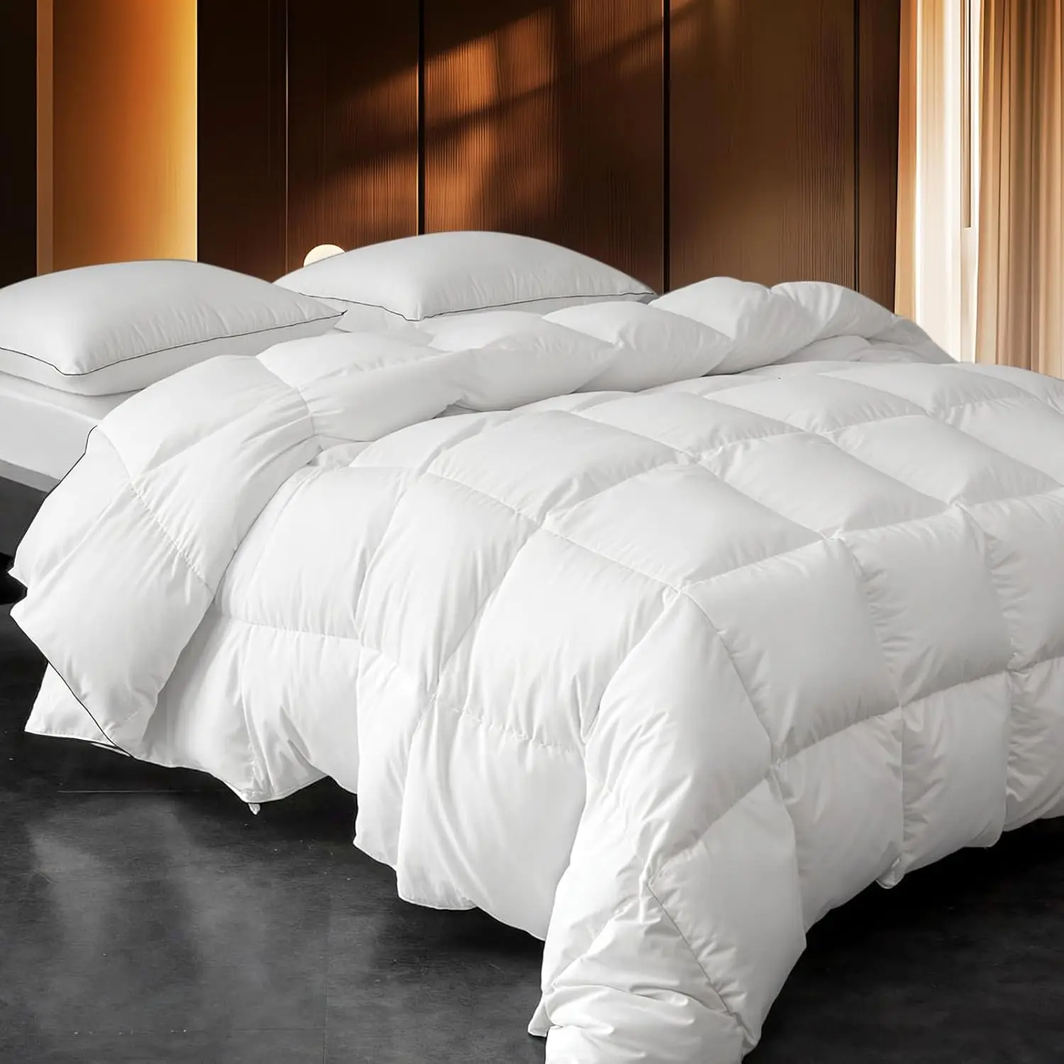 Down Fibers Comforter California King Hotel Collection Duvet Insert High Bulkiness Medium Warmth Fluffy Breathable Bedroom Guest