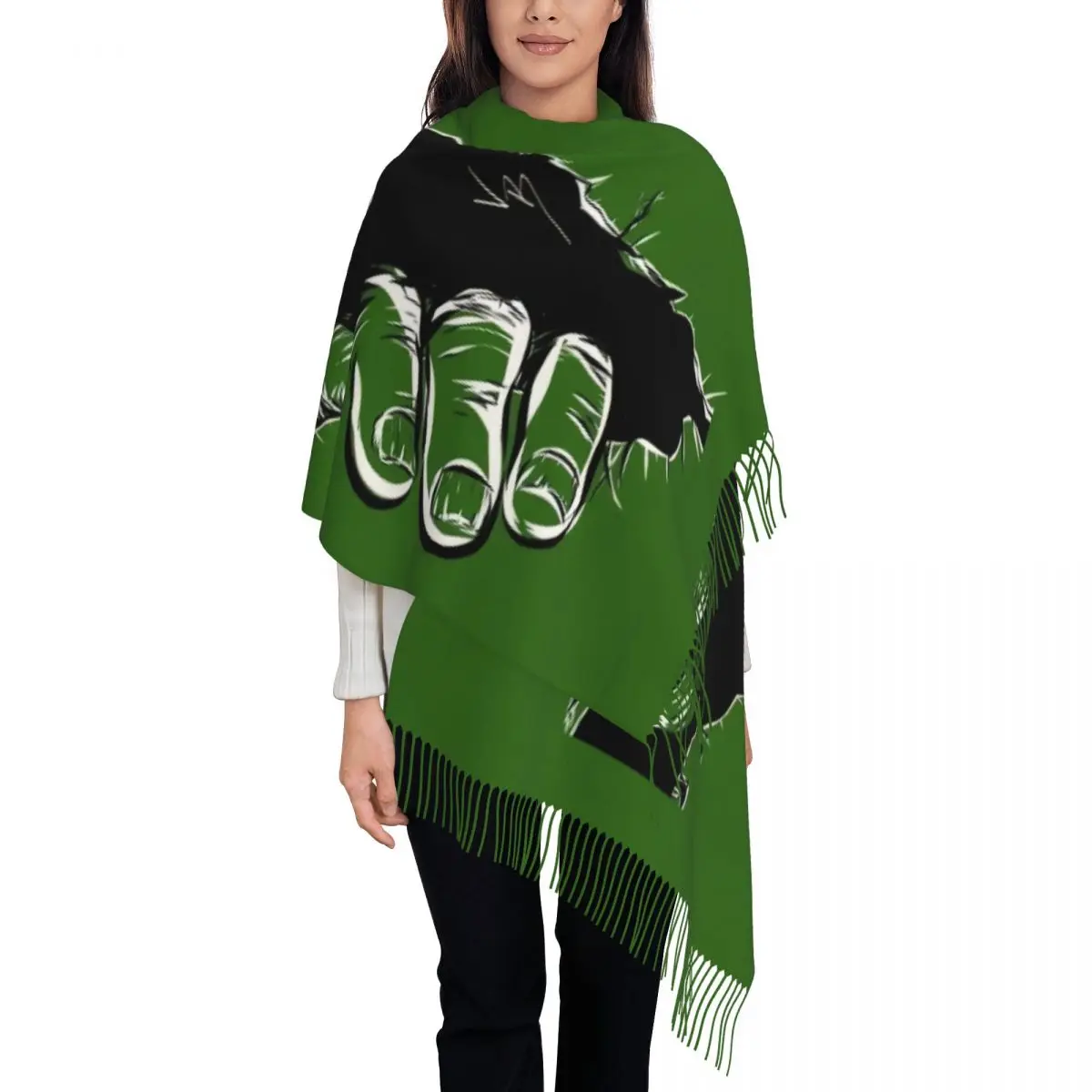 

Custom Scarf Wrap Women Long Winter Warm Tassel Shawl Unisex Hulk Scarves