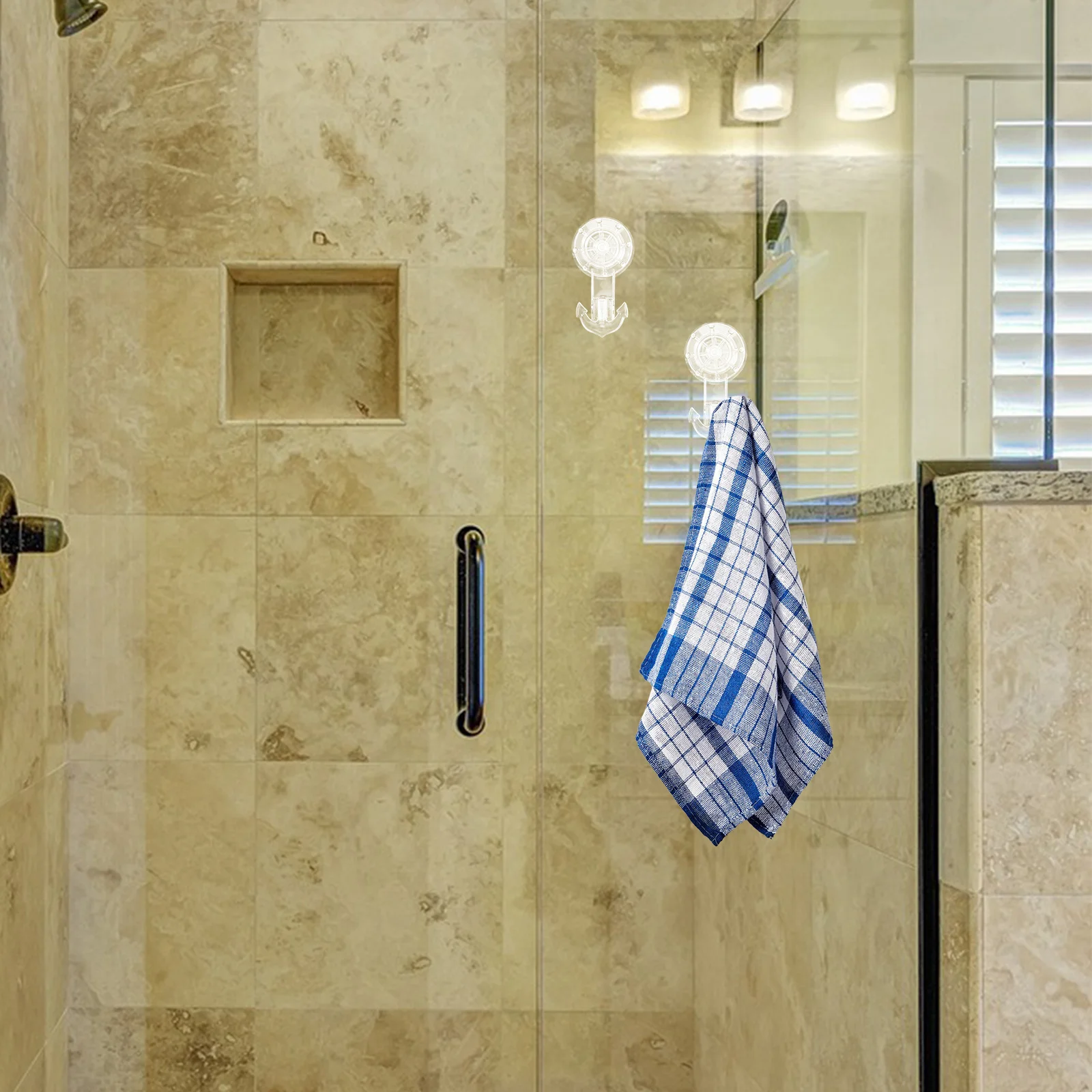 

2pcs Suction Cup Hooks For Glass Tile Bathroom Kitchen Shower Wall Hanger Multi-Purpose Reusable Pvc Hanging Hook Home Storage