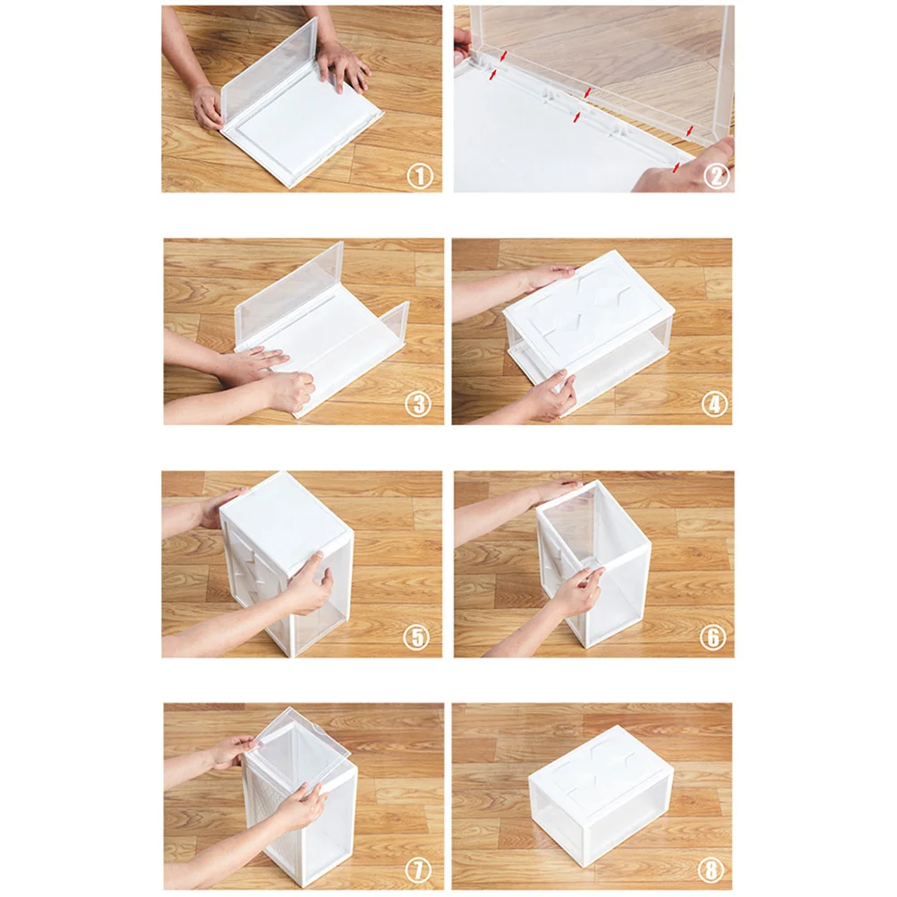 

Plastic Shoe Boxes Storage Containers Transparent Organizer Rack Dustproof Assembly Shoes Box Suitable Socks Underwear Clothing