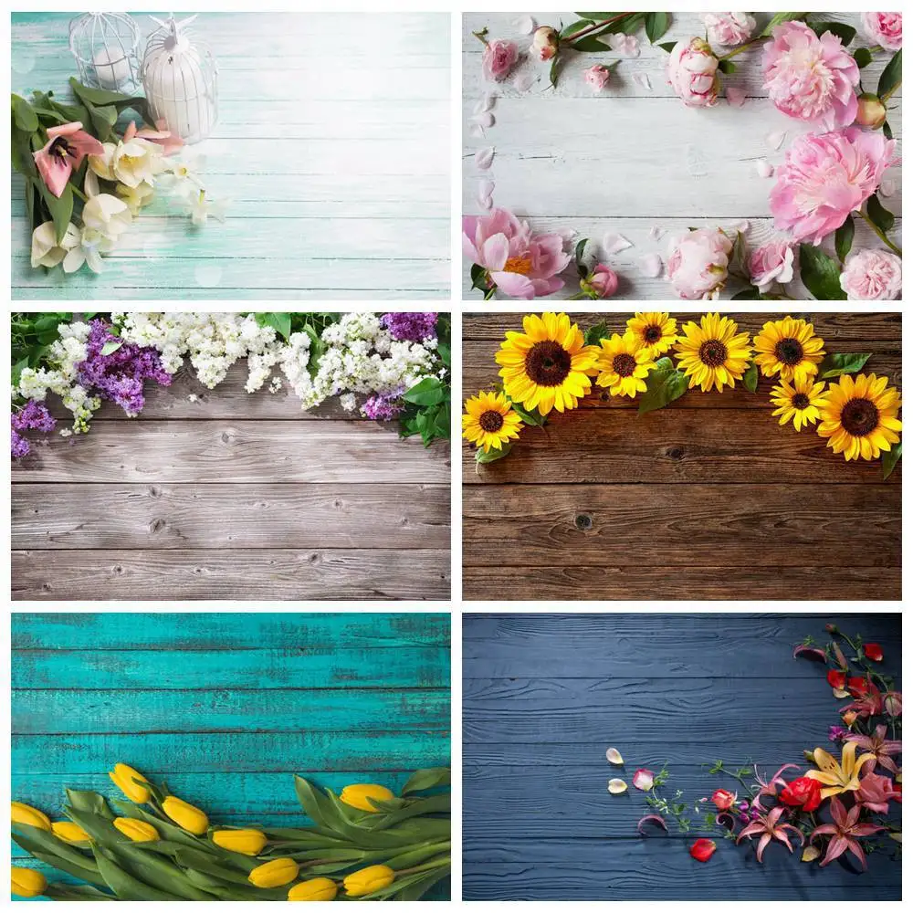 

MOON.QG Product Food Subject Professional Photography Props Backdrop Floral Wood Photo Background Flower Wooden Board Supplies