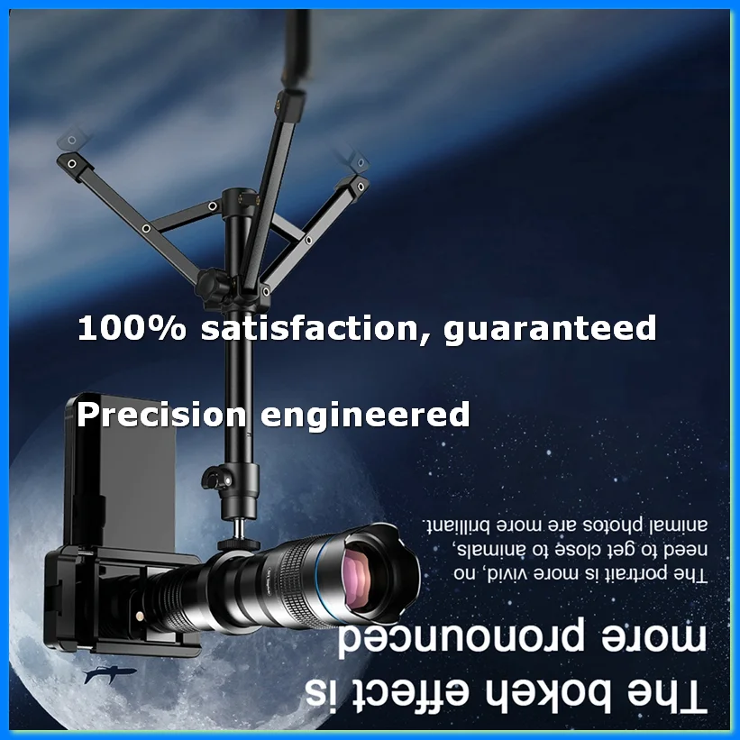 

External Telephoto Phone Camera Lens, 36X Optical Magnification Mobilephone Lens with Tripod and Phone Clip-A69M