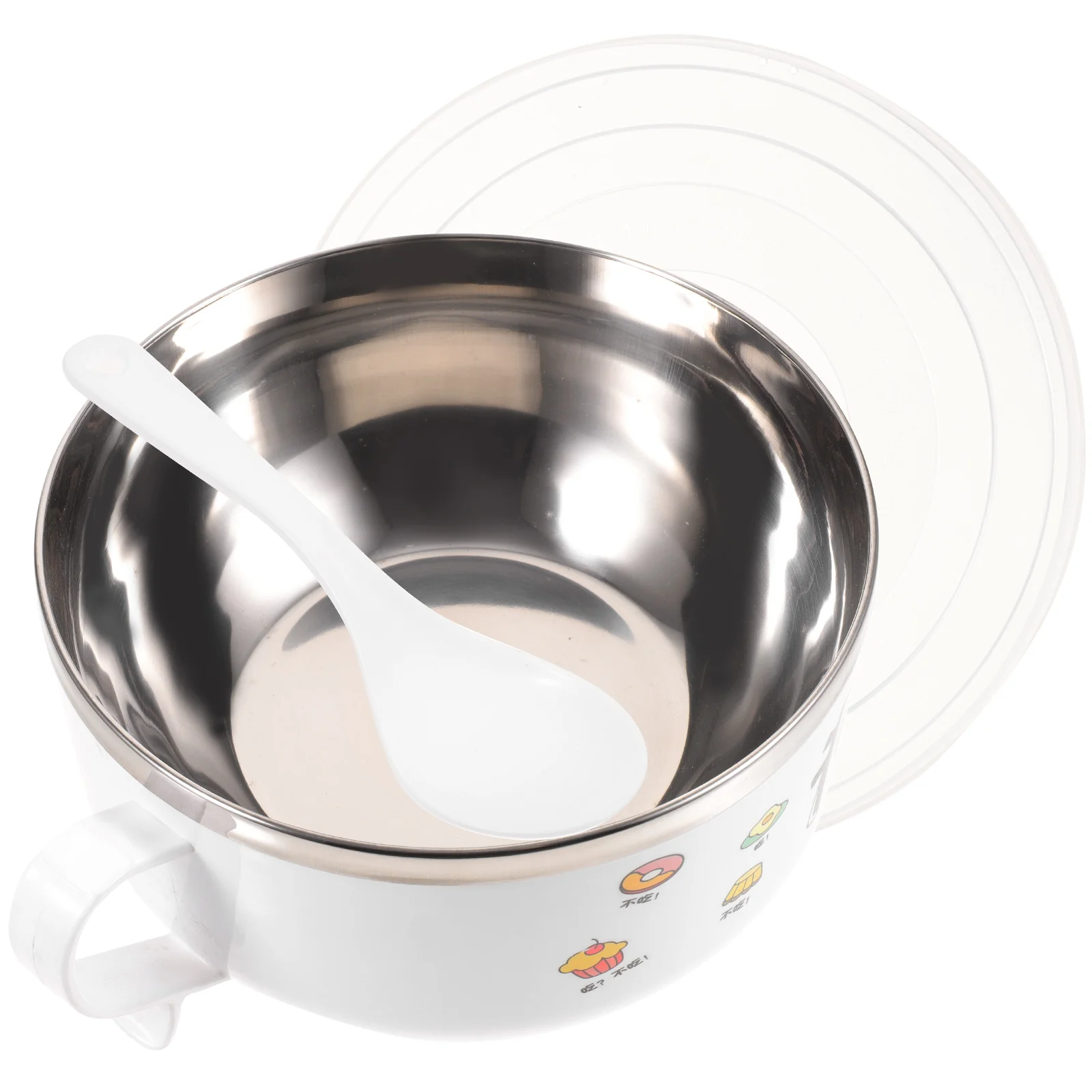 

Cartoon Instant Noodles Bowl Insulated Lid Ramen Stainless Steel Food Rice Large Capacity Cute Design Nonslip Handle Kitchen