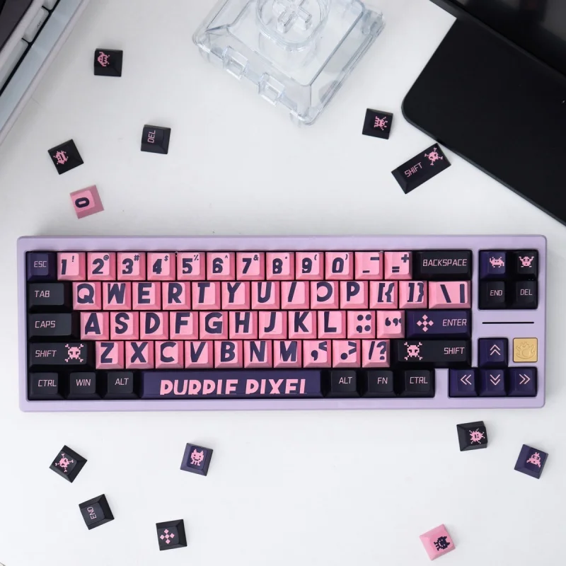 Imagem -04 - Teclado Mecânico Keycaps Cereja Perfil Pbt Sublimação Térmica Keycaps Preto Ouro Azul Roxo Vermelho Fonte 129 133 142 147