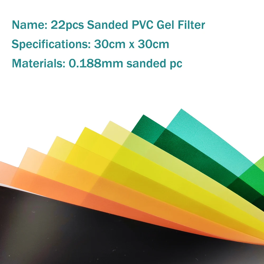 22pcs 30x30cm Sanded Color Correction Gels Filter Set Gel Filter Video LED Light Studio Flash Lighting Efffect Creation