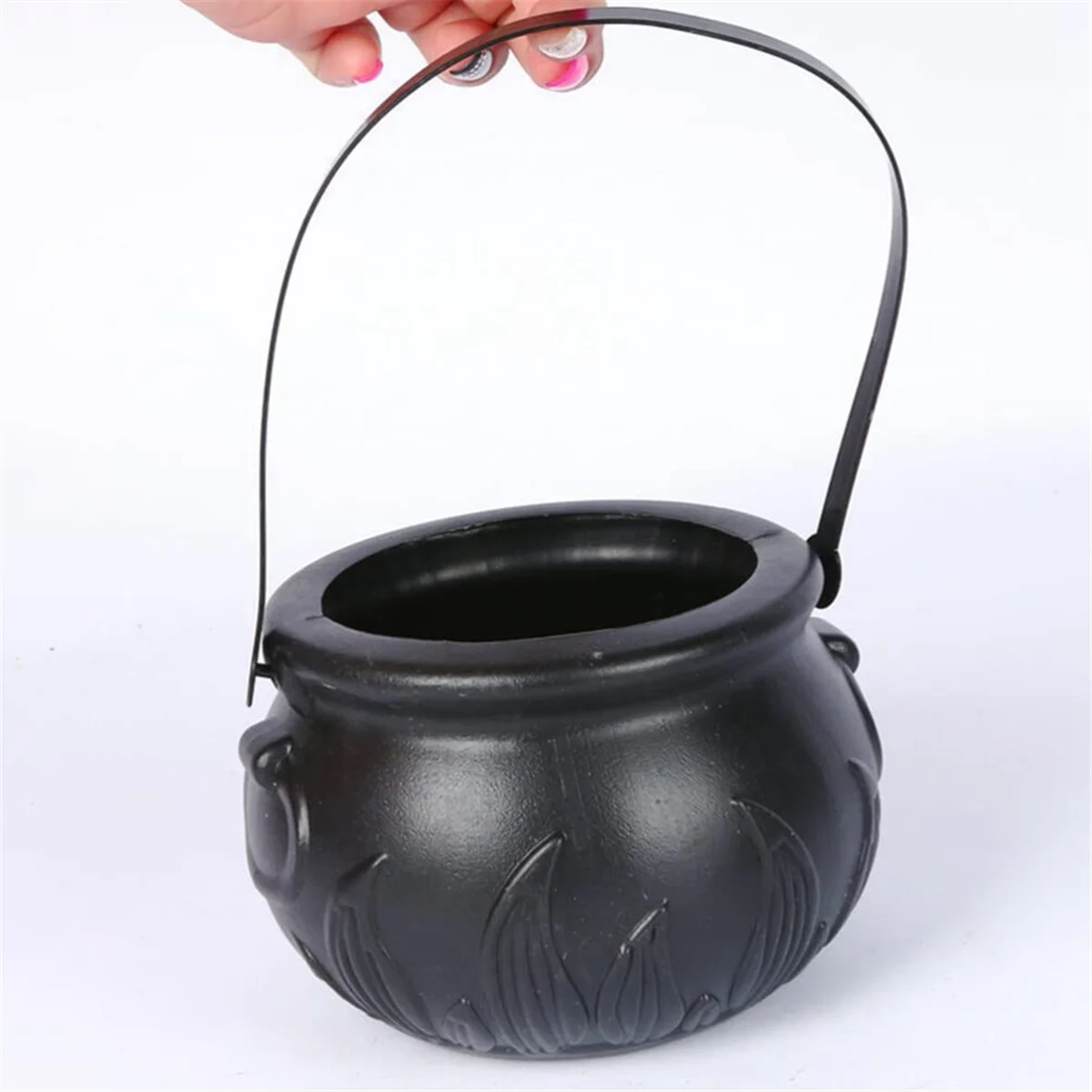 12PCS Halloween Witch Pot Plastic Mini Witch Cauldron Black Candy Holder Halloween Decoration Favor Decoration