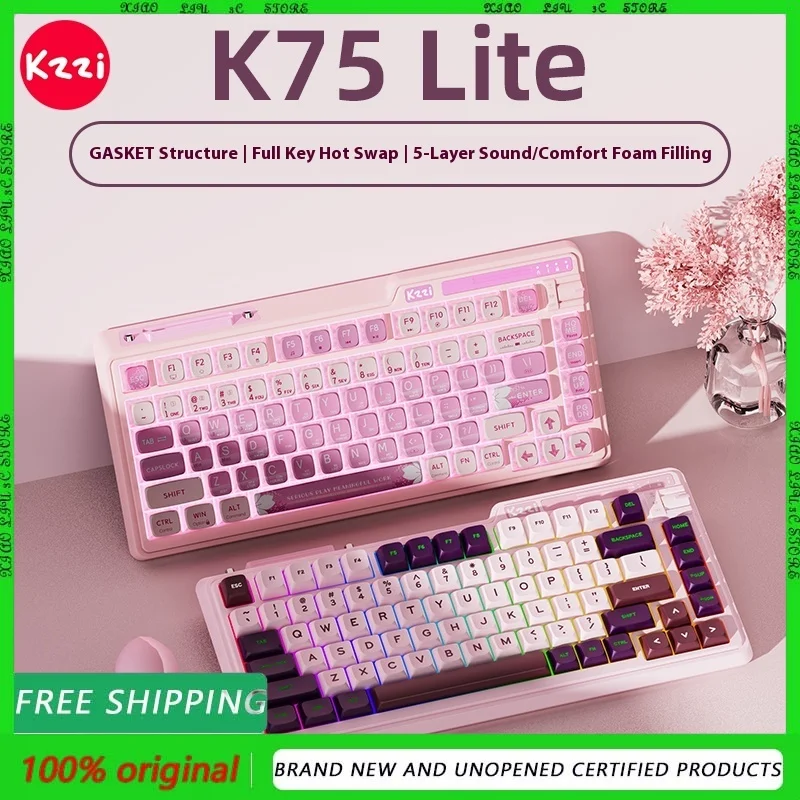 

KZZI K75 Lite Mechanical keyboard wireless three mode bluetooth wired GASKET game office high beauty RGB boy girl gift