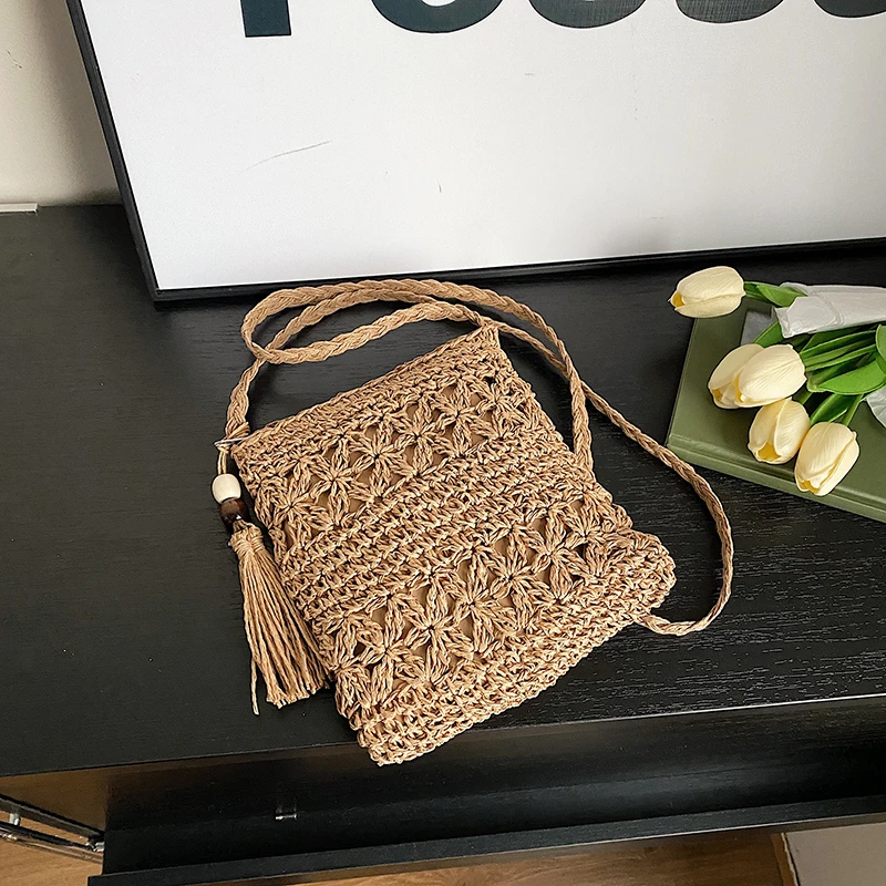 

Tassel Hollow Out Fashion Shoulder Bags Solid Sewing Thread 2025 Hot Sale Bags for Women Beading Design Women's Handbags