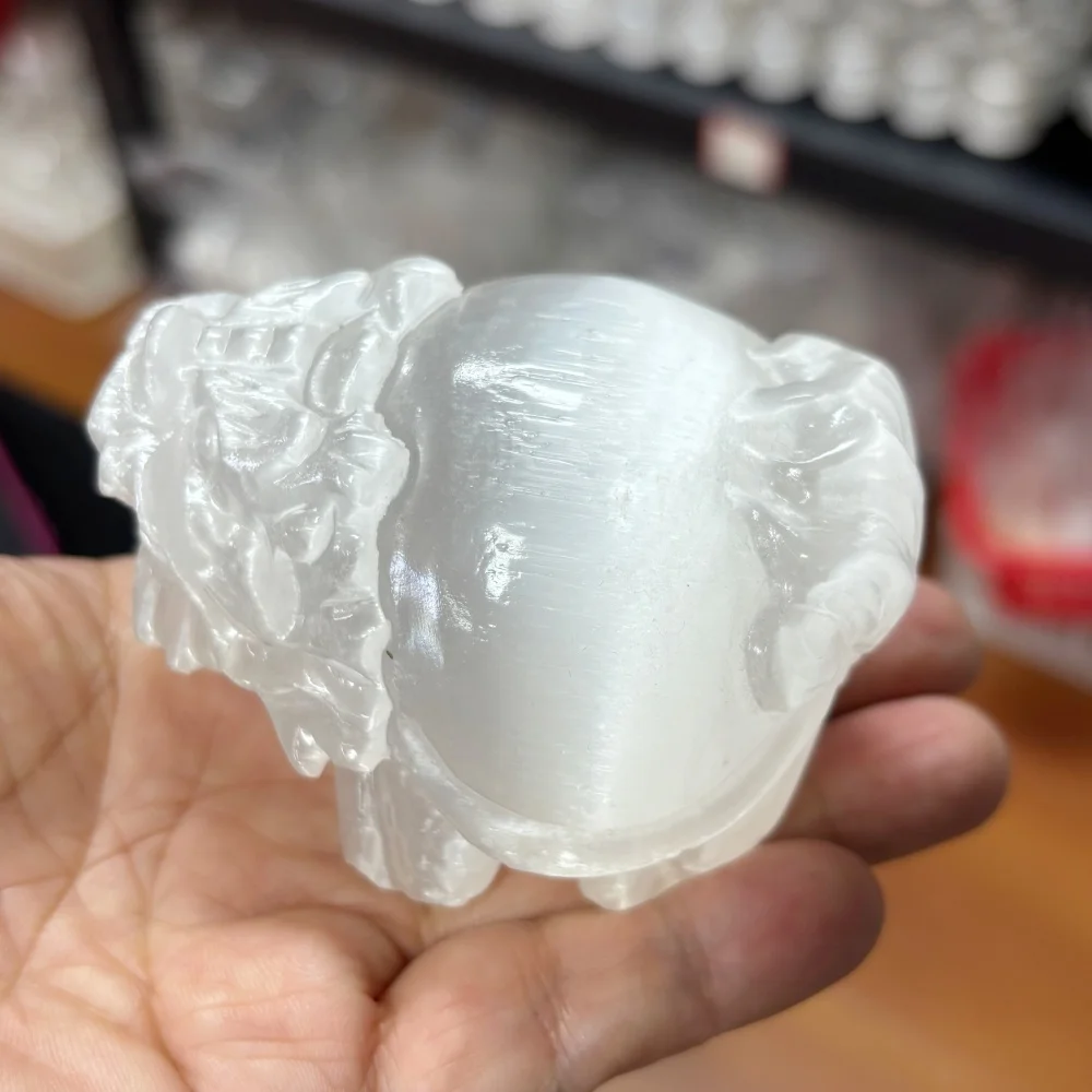 Natural Selenite Dragon Turtle Statue Dragon Tortoise Figurine Reiki Healing Home Protection Ornament Collectible Gift
