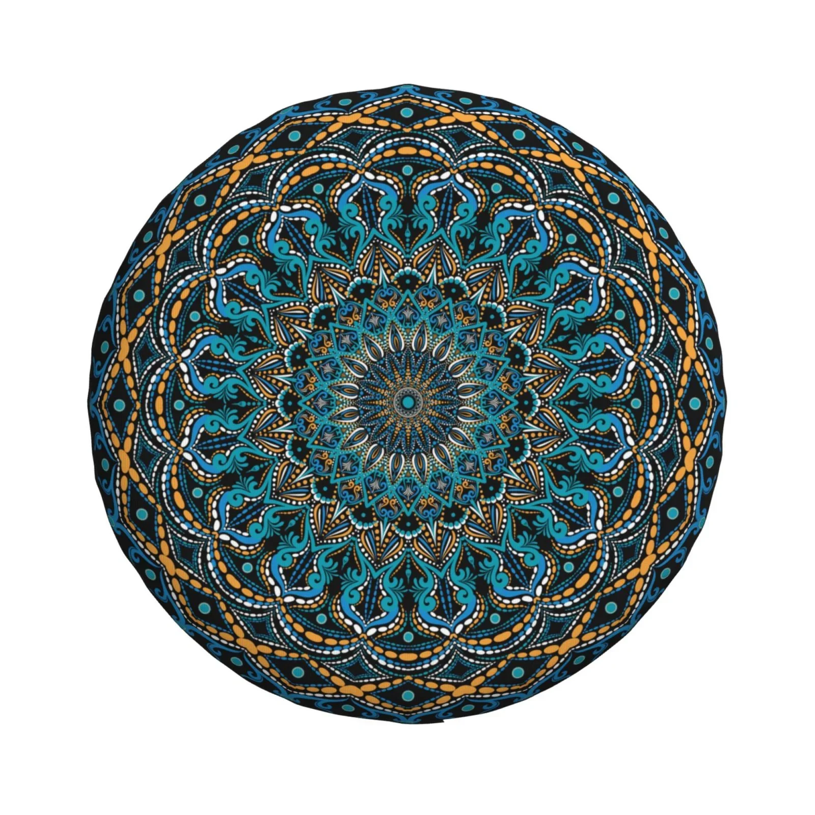 Mandala Cushion Cover Polyester Round Floor Pillow for Meditation Yoga or Bohemian Decor