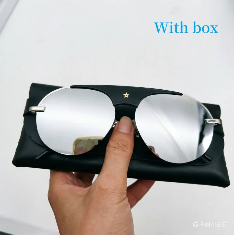 Metal Punk Big Frame Sunglasses for Men Women Cool Driving Mirror Glasses Brand Design Sun Glasses UV400 Eyewear With Box