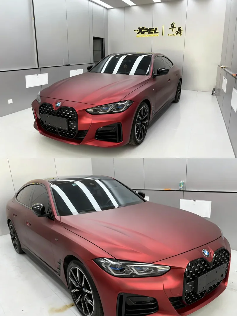 PET Ghost Chrome Romance Rot Vinyl-Folienrolle Selbstklebende Aufkleber Motorrad Auto Wrapping Folie – Detail 3