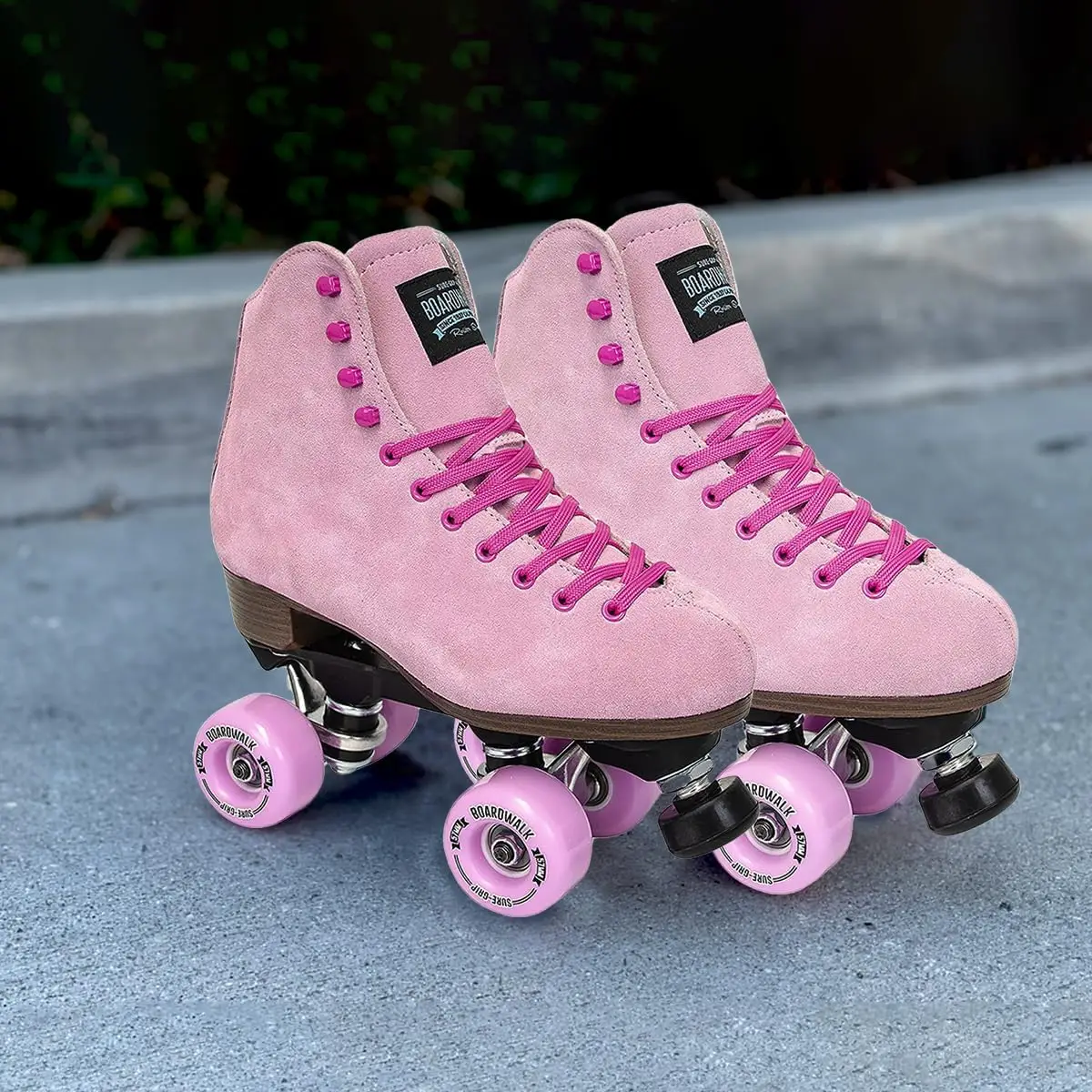 Boardwalk Unisex Outdoor Roller Skates - Retro Boots with Suede Leather & Rubber - ABEC 3 Bearings, Aluminum Trucks &