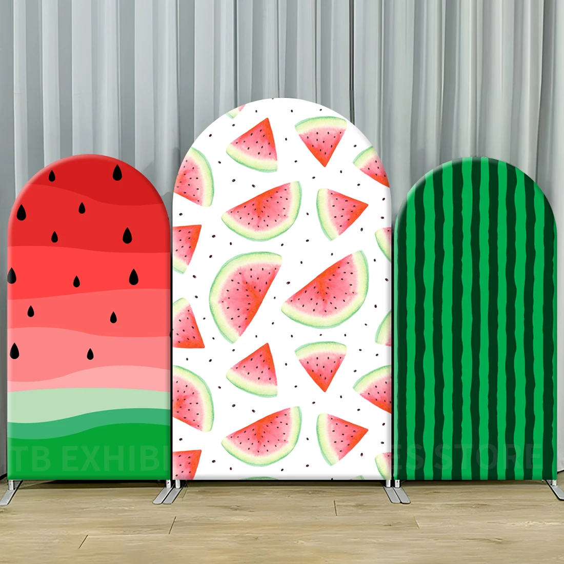 

Watermelon theme Arch Cover Kids birthday Baby Shower Summer party backdrop Newborn Arched Background Elastic Fabric Photo Prop