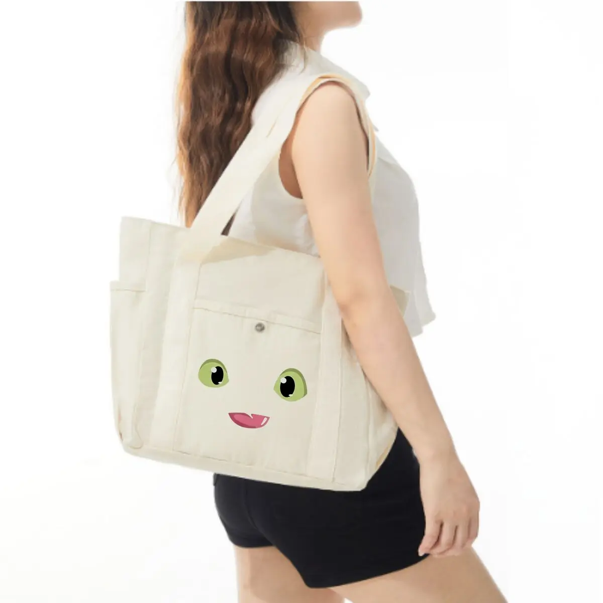 Cartoon Face Features Classic Multi-Pocket Shoulder Bag Timeless Versatile Crossbody Bag
