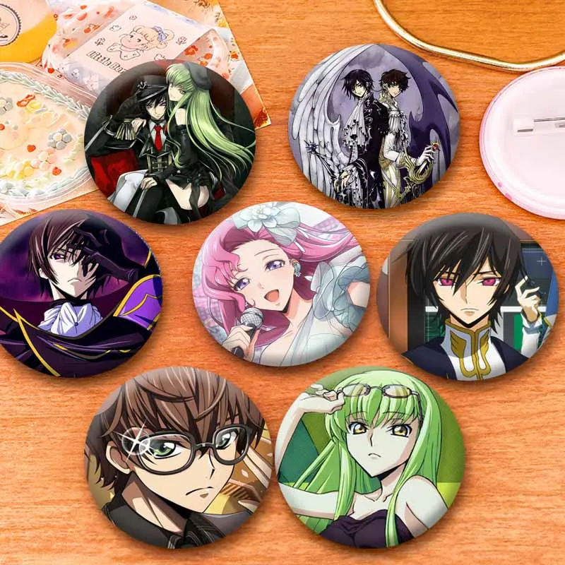 Code Geass HD Print Anime Badge Cartoon Role Playing Brooch C.C. Lelouch Lamperouge Suzaku Kururugi Pins Jewelry Ornaments Gifts