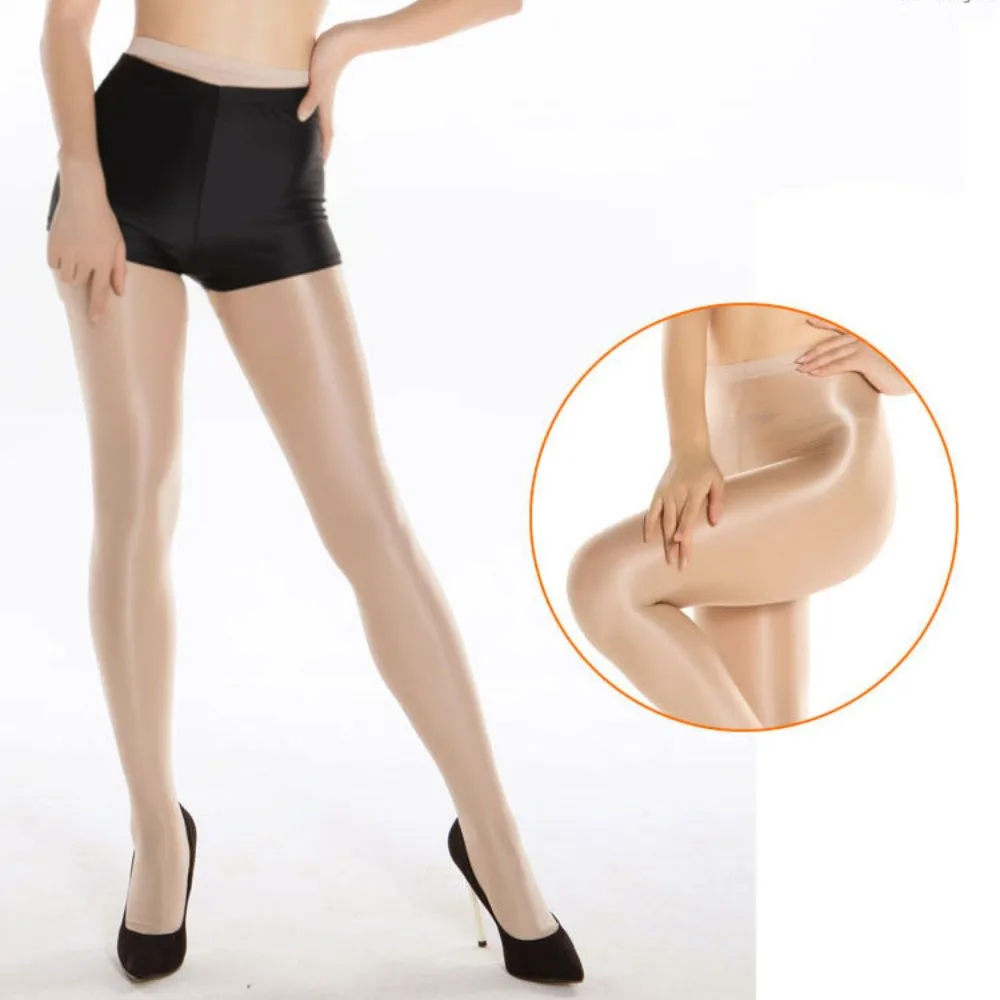 

70D Shaping Tights Tummy Control Shiny Oil Satin Tights High Elastic High Waisted Women's Reflective Satin Leggings Partywear