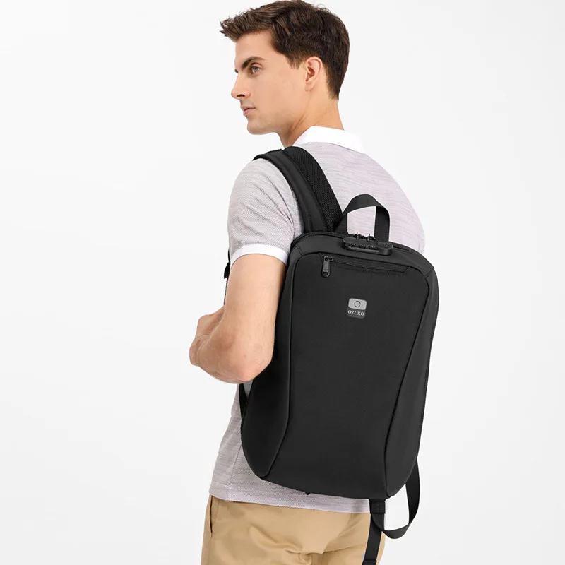 OZUKO Mochila-Sac à dos étanche pour homme, sac de voyage pour adolescent, chargement USB, sac à dos pour ordinateur portable pour homme, mode, 16