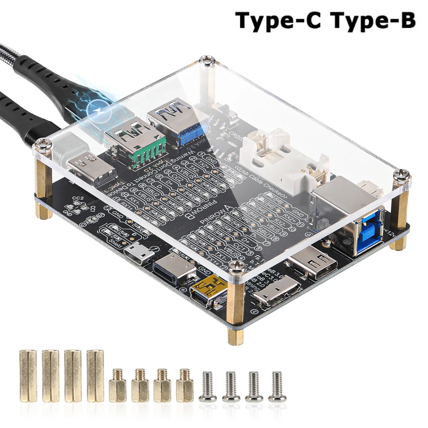 Type-C Type-B USB Cable Tester  Micro Short Circuit Switch Test Board Data Cable Anomaly Detection For iOS Android Test Board