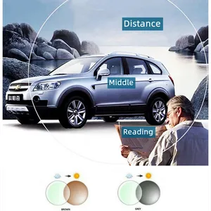 Progressive photochromatic glasses with multi focal lens, Change Chameleon, Gray Brown Anti Scratch recipe, free form 1.56 index 12 Main Sales Progressive Lenses Varilux - №11