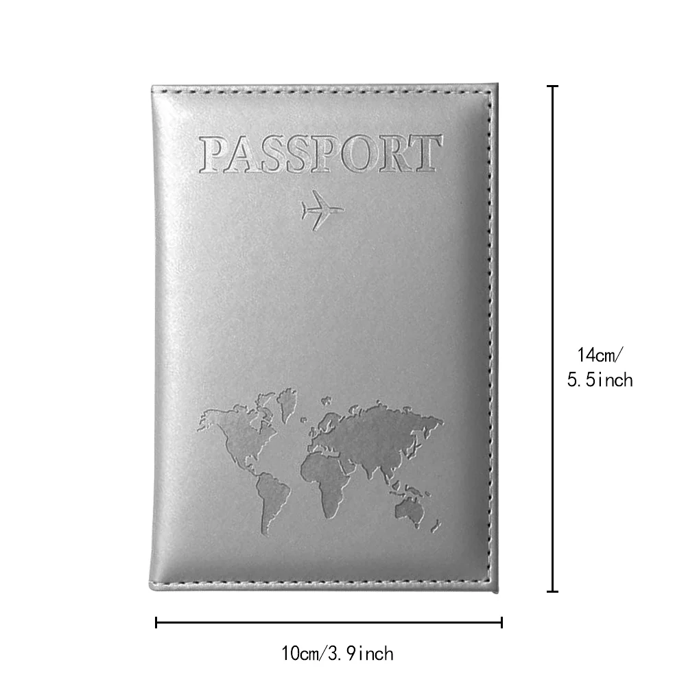 Travel Document Bag Passport Protective Case Simple Holder PU Airplane Map Travel Passport Cover Bundle White Letter Series