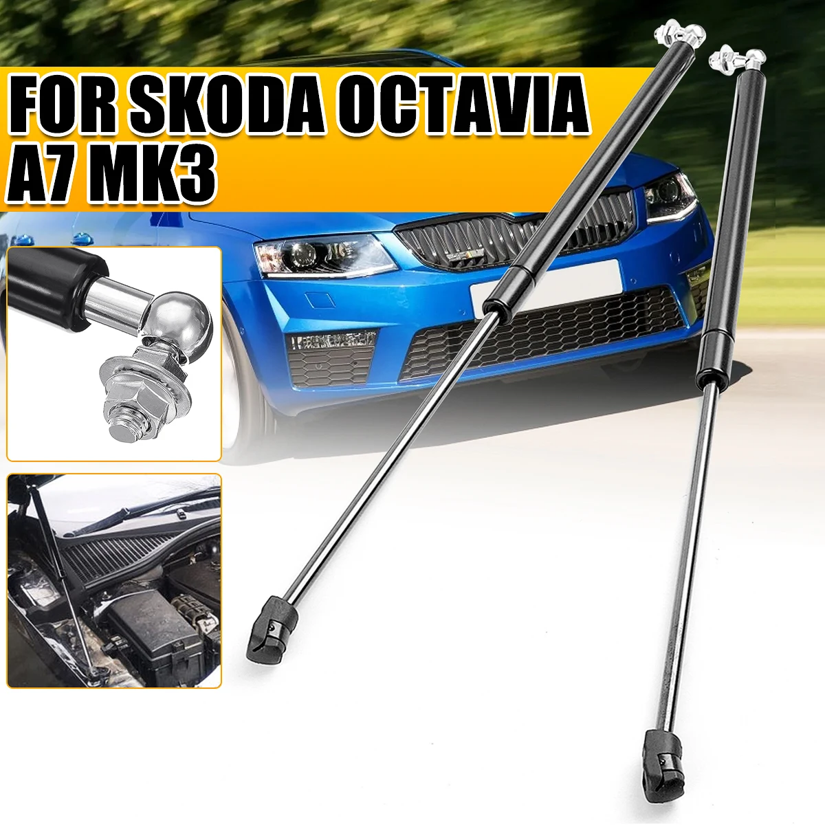 2PCS Car Bonnet Hood Gas Shock Lift Strut Bars Support Rod For Skoda Octavia A7 MK3 2012- 2020 A5 MK2 2004-2013