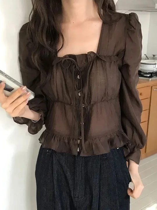 

Шикарная женская блузка из шифона с плиссировкой и сборками на талии, в корейском стиле, с длинным рукавом, для стройного силуэта, модная и неподвластная времени.