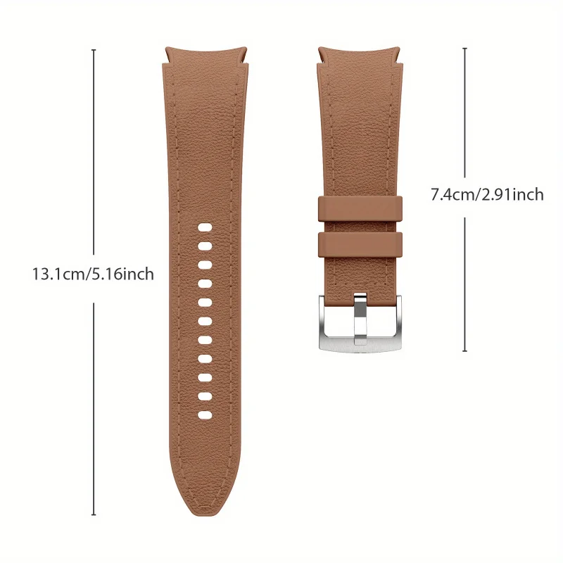 Pasek do zegarka z imitacją prawdziwej skóry do Samsung Galaxy Watch 7/FE/6/5/5pro/4 (40mm/44mm) Bezpieczna klamra do smartwatcha Klasyczny i trwały — zdjęcie produktu 2
