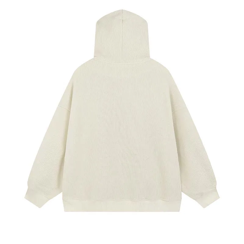 Corduroy Y2k Zip Up Hoodie Women Retro Embroidered Letter Loose Long Sleeve Tops 2023 Casual Hooded Sweatshirts Harajuku Jackets