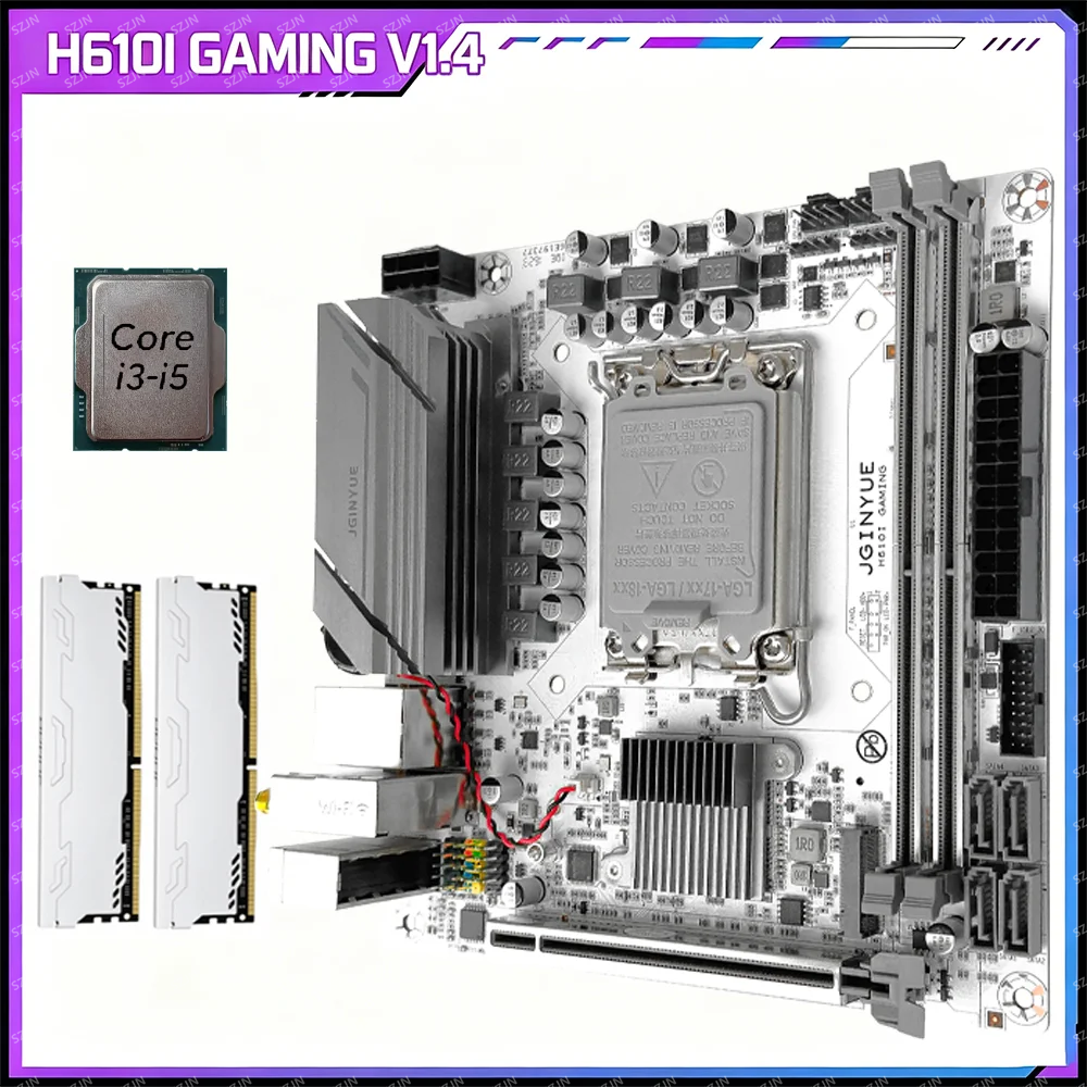 Tarjeta Madre JGINYUE H610I ITX para Juegos, LGA1700, Compatible con CPU Intel de 12ª y 13ª Generación, DDR4, Doble M.2 NVMe PCIe 4.0 X16