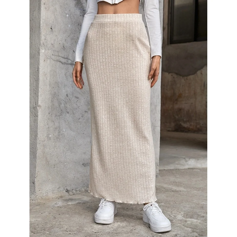 

Fashionable High Waist Knitted Skirt for Women Casual Style Autumn New Arrival Cross-Border Metal Coated Fiber Material