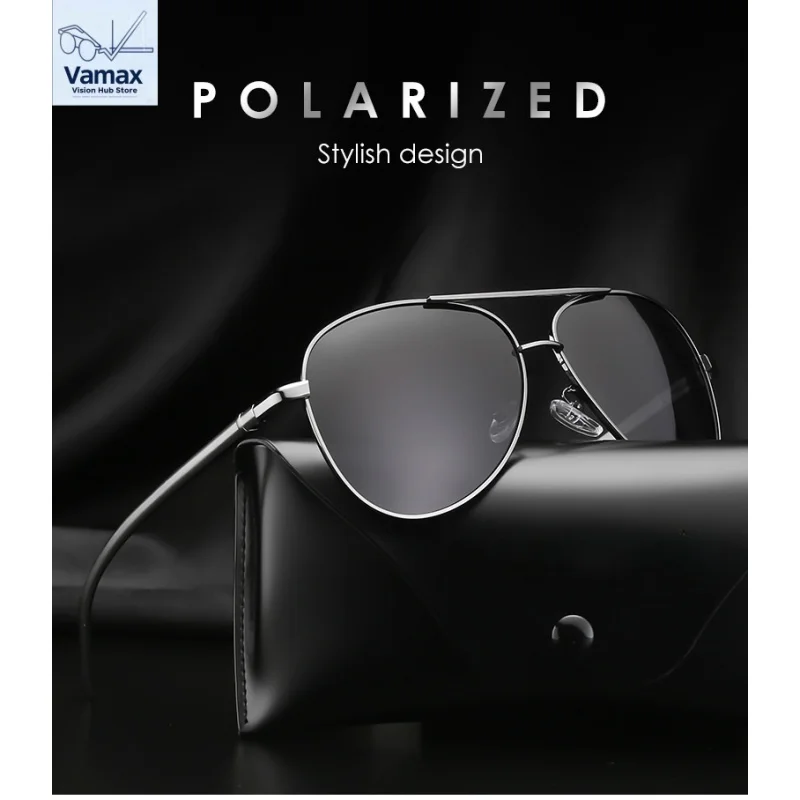 

VAMAX Men's Polarized Metal Sunglasses UV Protection Oversized Wrap-Around Anti-Slip