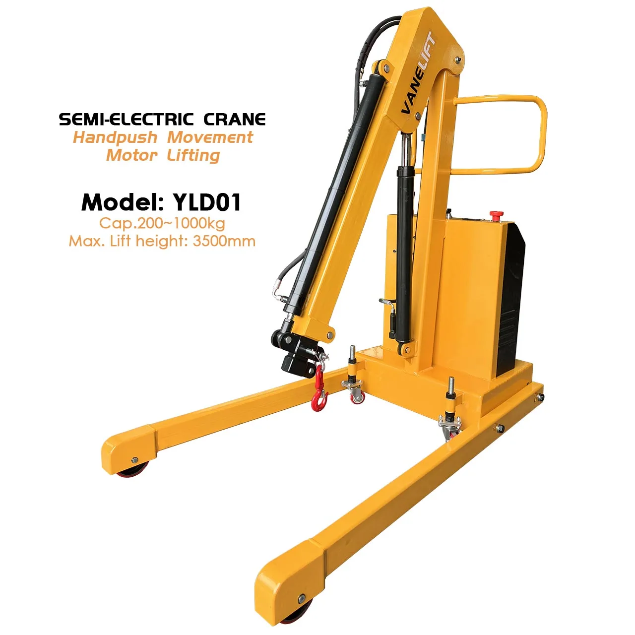 China Manufacturer Light Mobile Battery Crane Pallet Truck 200 500 800 1000 1500 2000 kg Semi Half Electric Hook Jack Lifter