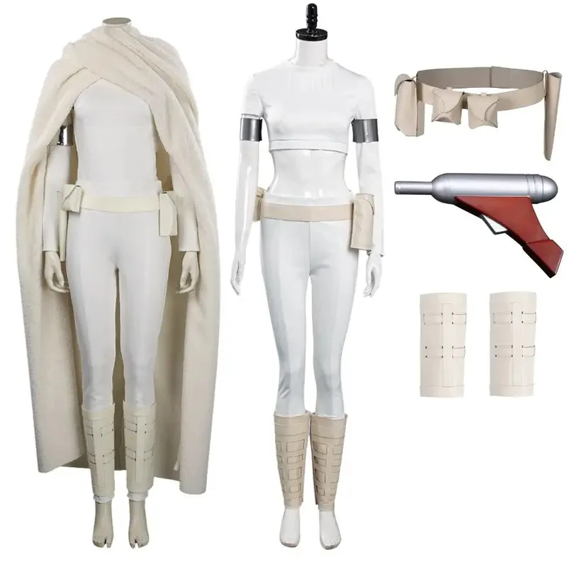 

Падме Косплей Амидала Фантазия Костюм Белая Униформа Плащ Пояс Фильм Космическая Битва Маскировка для Женщин Хэллоуин Карнавальный Костюм