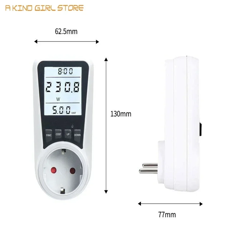 220V Digital Wattmeter AC EU Power Meter LCD Electricy Consumption Meter Socket Wattage Kwh Energy Meter  EU Power Analyzer #20