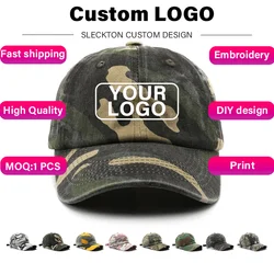 SLECKTON Custom Logo Baseball Cap Unisex Summer Camouflage Embroidery Design Brand Picture Print DIY Sun Hat for Men