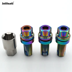 Jntitanti Gr5 Titanium Ti-6Al-4V Anti-theft Ball Seat Washer Wheel Bolts M14x1.5x28/30/35/40/45MM for VW AUDI