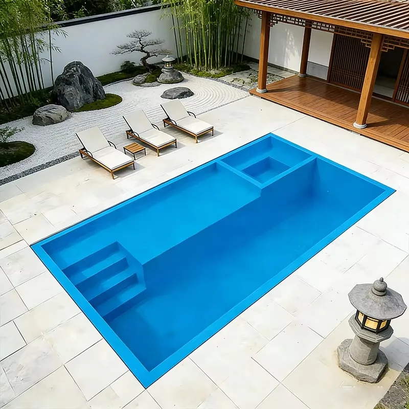 Customized Large Size 8m 10m Modular Fiberglass pool Home Outdoor Swim Spa Terrace Pool Inground Swimming Pool For Fami