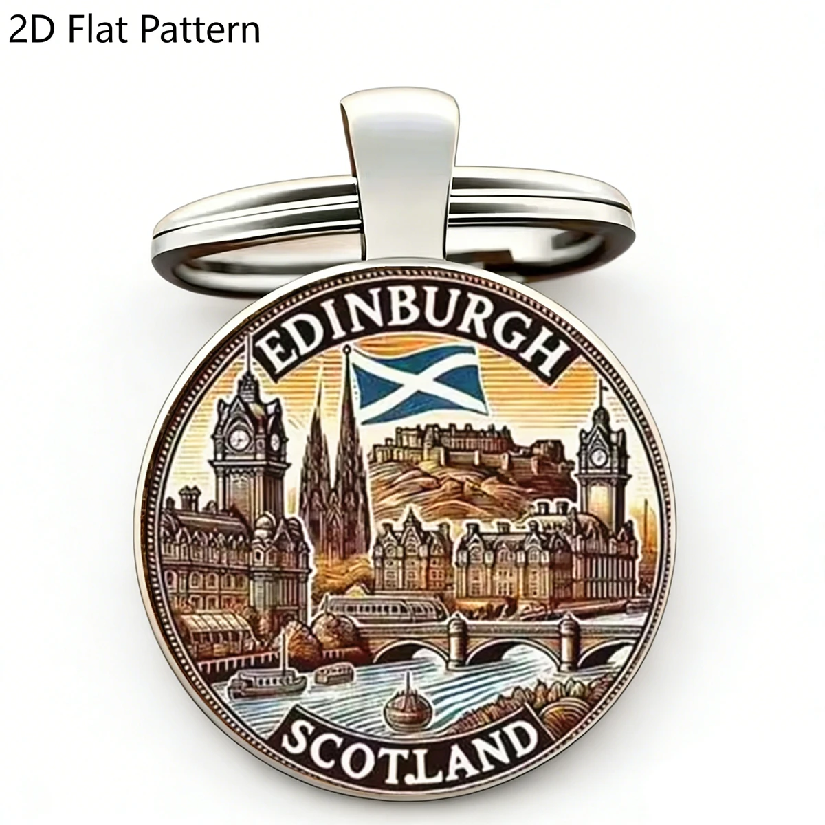 1PC Edinburgh Scottish Keychain with Scottish Flag and Landmark, Classic Architectural Design, Perfect Gift