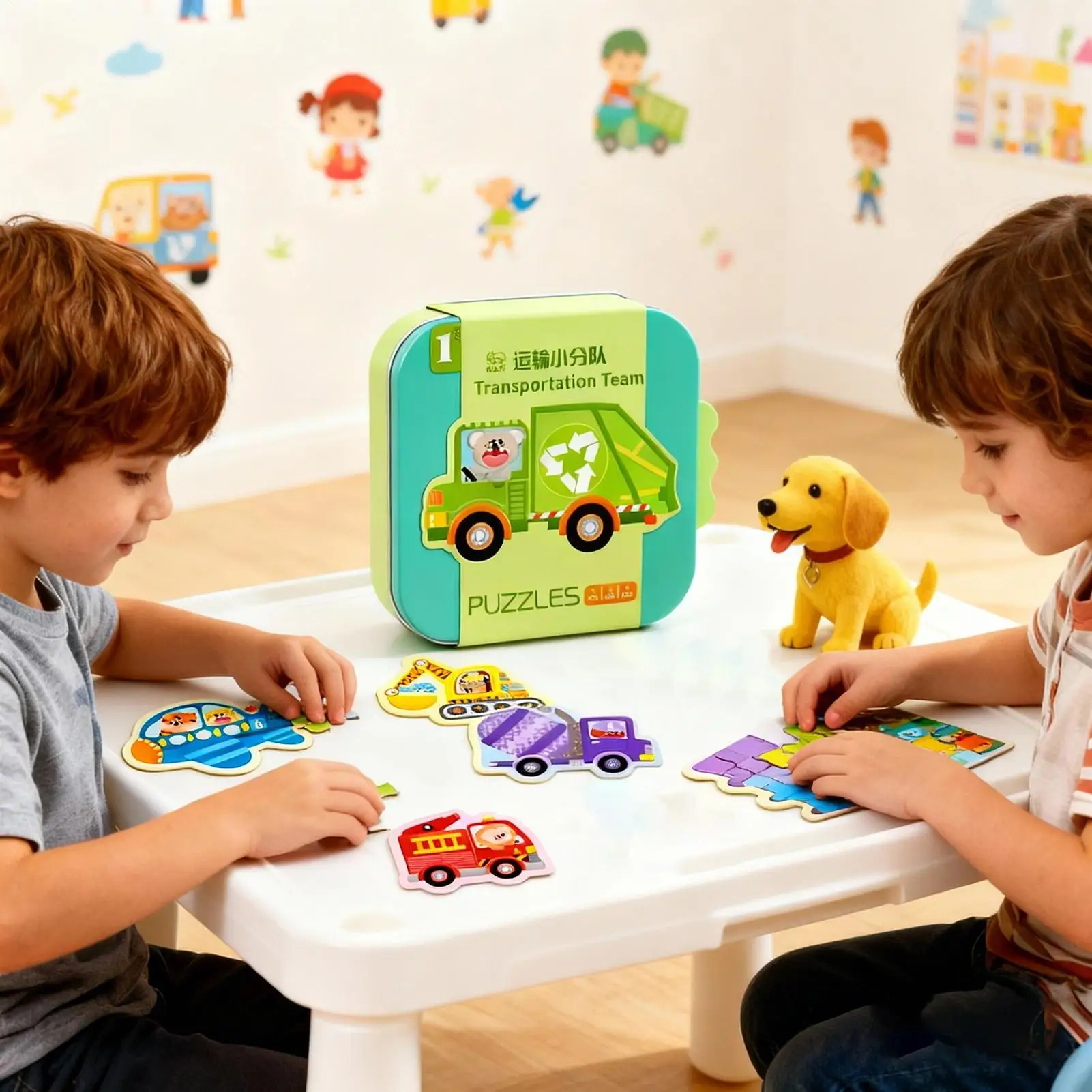 Puzzle dla dzieci, zabawki edukacyjne z kreskówkami, puzzle edukacyjne dla chłopców i dziewczynek w wieku 3-5 lat, prezenty na Boże Narodzenie, upominki na podróż